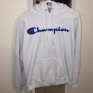 White Champion Logo Hoodie